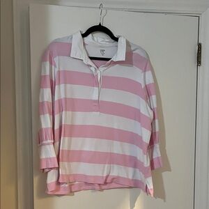 crown & ivy Pink and White Striped Tunic Top